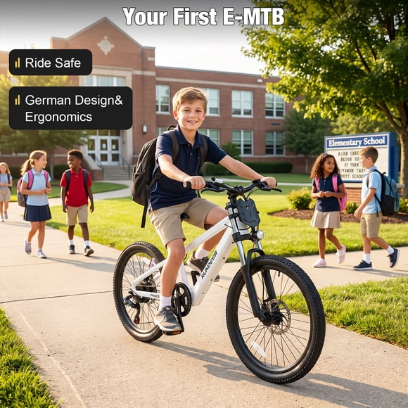 RUNDEER Vélo Électrique 20 Pieds' pour Enfants de 6 à 13 Ans, Vélo Électrique pour Enfants, 20 Mph, Autonomie de 32 Miles, 250 W, 36 V/10 Ah, 2849 Certifié par TUV, Garantie de 1 An, comme Cadeau pour Anniversaire, Blanc