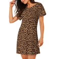 thumbnail image 2 of Wukai Chemise de Nuit à Manches Courtes Imprimé Léopard pour Femmes, Robe de Sommeil Douce pour une Détente Confortable, Tenue Décontractée, 2 of 6