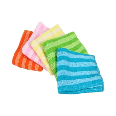 yulier 5 Pcs Kitchen Dish Towels, Dish Rags, Microfiber Cleaning Cloth, Super Absorbent Kitchen Dishcloths, Colorful Striped Cleaning Towels, 11.8"x11.8"