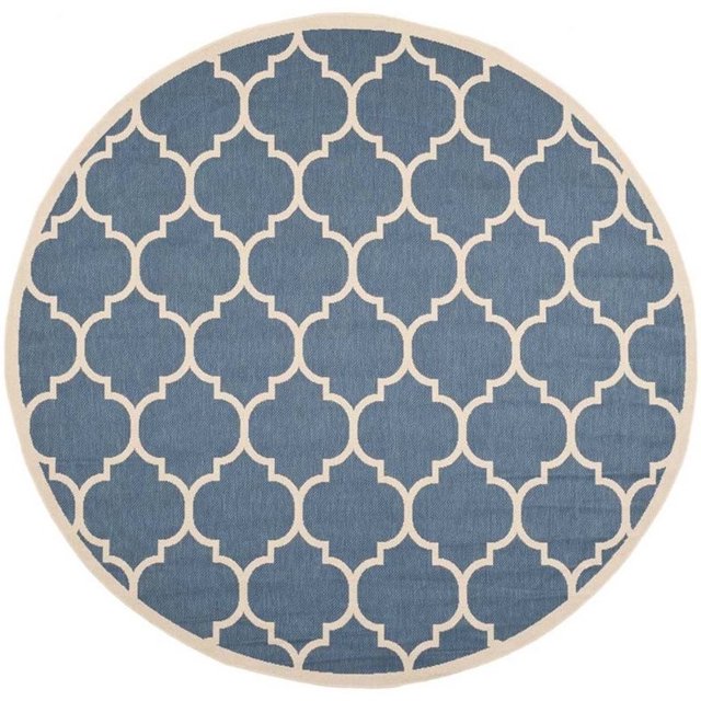 Safavieh Tapis de Cour Bleu Intérieur Extérieur - Rond 5 Pieds3 Pouces