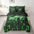 thumbnail image 2 of Erosebridal Neon Car Bedding Queen Size for Boys, Racing Car Bedding Sets Queen Size, Sports Decor, Reversible 7-Piece, 2 of 5