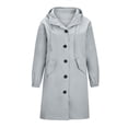 thumbnail image 3 of Women‘s Plus Size Solid Color Button Pocket Recreational Hooded Long Sleeve Windbreaker Coat Tops, 3 of 4