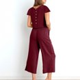 thumbnail image 4 of zanvin Ensembles 2 Pcs pour Femmes, Ensembles Assortis d'Été 2 Pcs pour Détente pour Femmes, Tenues Unies en Lin, Hauts à Col Rond à Manches Courtes et Pantalons Longs, Survêtements, 4 of 4