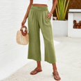 thumbnail image 5 of VEKDONE Womens Cotton Linen Capris Pants Green XXL, 5 of 5