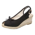 thumbnail image 1 of DPTALR Women's High Heels Linen Straw Sandals Casual Canvas Dress Slippers, 1 of 4