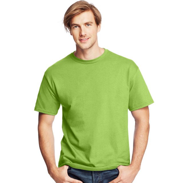 Hanes Mens ComfortSoft 4-Pack Crewneck T-Shirts, 2XL, Lime