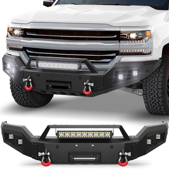 POFENZE Front Bumper with Winch Plate for 2016-2017-2018 Silverado 1500