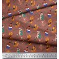 thumbnail image 2 of Soimoi Cotton Cambric Fabric Leaves,Musical Instruments & Animals Kids Decor Fabric Printed Yard 56 Inch Wide, 2 of 3