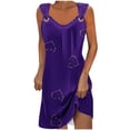 thumbnail image 1 of Penkiiy Robes de Printemps pour Femmes 2024 Décontractées Imprimées Amples Couleur Unie Col Rond Tempérament Élégantes Robes Dos Nu m Violet, 1 of 5