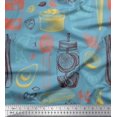 thumbnail image 1 of Soimoi polyester Crepe Fabric Vegetables,Jar & Cups Fabric Prints By Yard 52 Inch Wide, 1 of 3