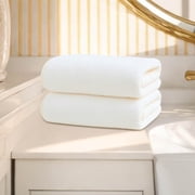 Velvet Towel Set Highly Absorbent, Staron Soft Bath Towel 100% Short Plush, Quick Dry Towel for Bathroom Spa Gym with 2 Towels, White