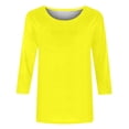 thumbnail image 5 of Aqestyerly T-shirt Uni Mi-Long pour Femme, Blouse Ample Décontractée à Manches 3/4 et Col Rond HWRETIE, 5 of 5