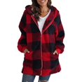 thumbnail image 1 of B91xZ Manteau de Mode pour Femmes, Veste Longue à Manches Longues, Manteau à Revers, Rouge G, 1 of 4