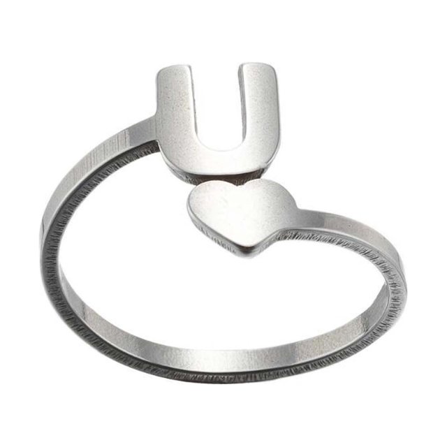 Fashion 26 English Letter Opening Rings Stainless Steel Girls Love Retro Jewelry