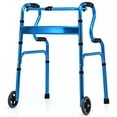 thumbnail image 1 of Gymax Déambulateur Pliant Robuste 3 en 1 avec Assistance à la Station Debout en Alliage d'Aluminium avec Roue Bleu, 1 of 9