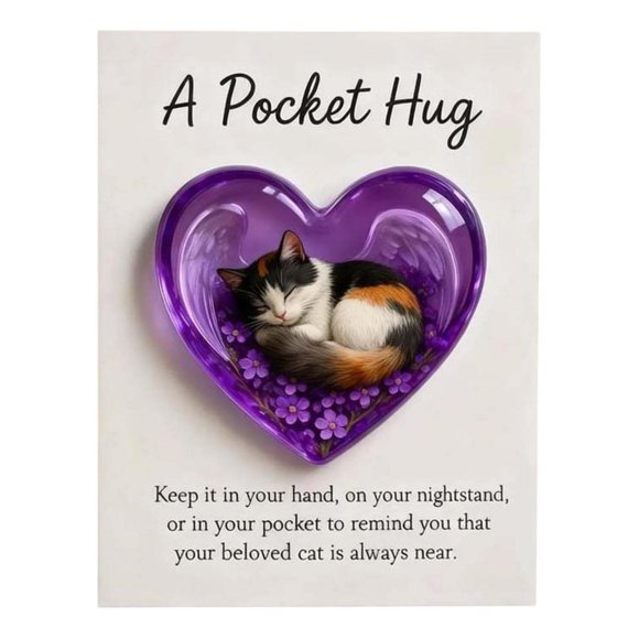 Souvenir de Poche Commémoratif pour les Amoureux des Animaux / Cœur de Chien Endormi en Résine avec Fleurs « Forget-Me-Not » / Cadeau de Sympathie pour la Perte de Chien / Jeton de Poche Réconfortant pour les Propriétaires d'Animaux en Deuil