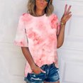 thumbnail image 2 of CEHVOM T-shirt Imprimé Mode Femme Manches Courtes Blouse Col Rond Hauts Décontractés Liquidation, 2 of 5