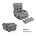 thumbnail image 3 of Costway Fauteuil de Sol Pliant avec Dossier Réglable à 6 Positions et Coussin Lombaire Gris, 3 of 10