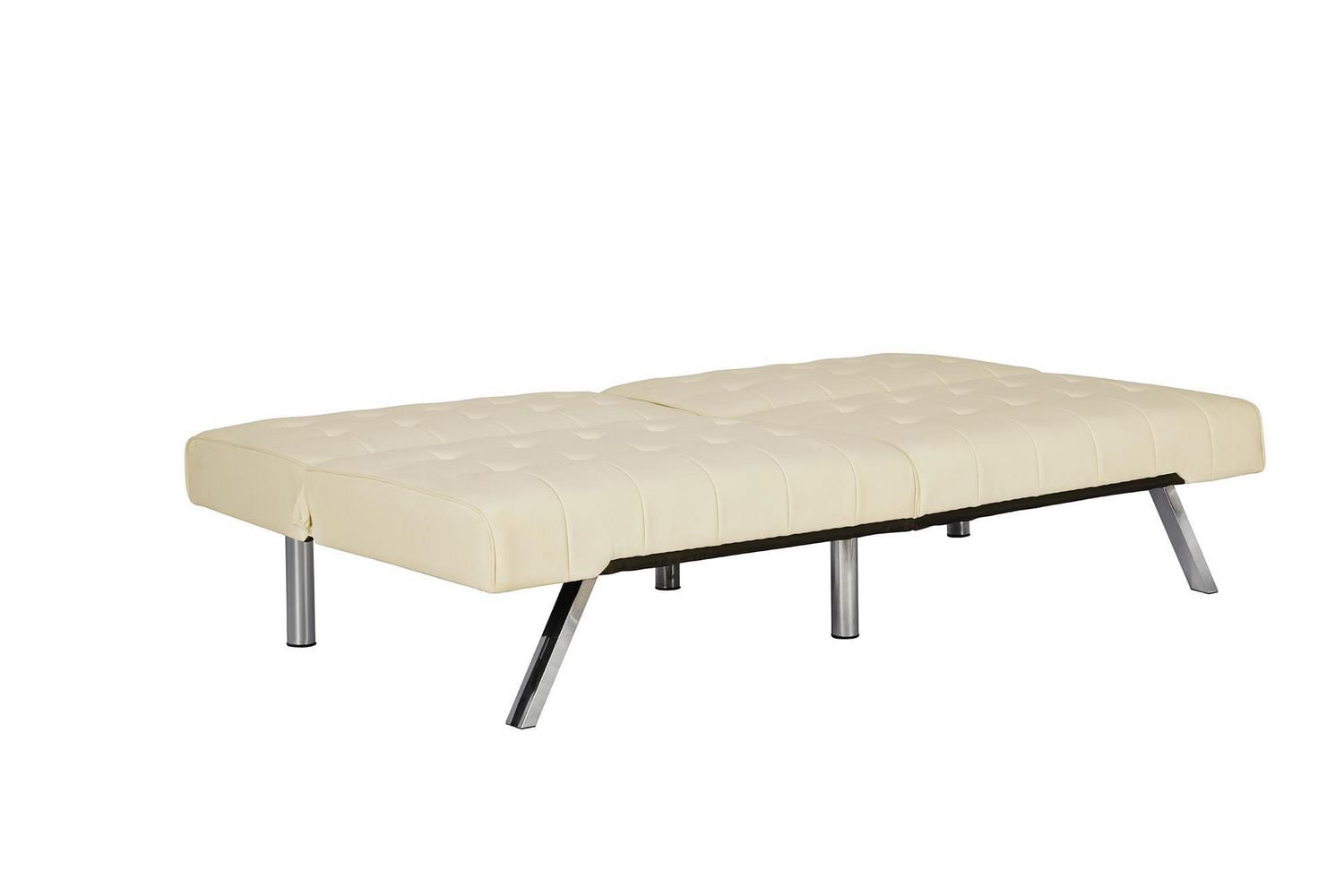 Canapé futon convertible capitonné Evie de DHP, simili cuir vanille