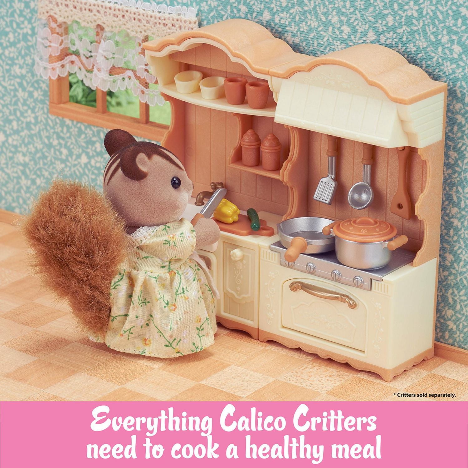 Ensemble de jeu de cuisine Calico Critters, meubles et accessoires de maison de poupée