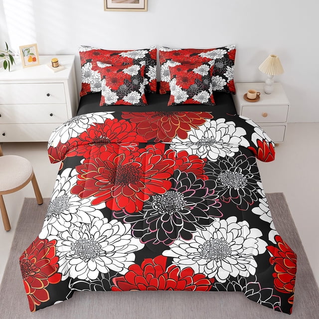 Ensemble de couette Dahlia Aztec, ensemble de literie florale de 7 pièces, jumeau