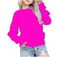 thumbnail image 1 of RXIRUCGD Chandail en Molleton Décontracté pour Petites et Grandes Filles, Couleur Unie, Col Rond, Manches Longues, Tunique Ajustée, Pulls Mode Automne, Chandail en Molleton Rose Vif pour Filles Taille 1-2 Ans, 1 of 7