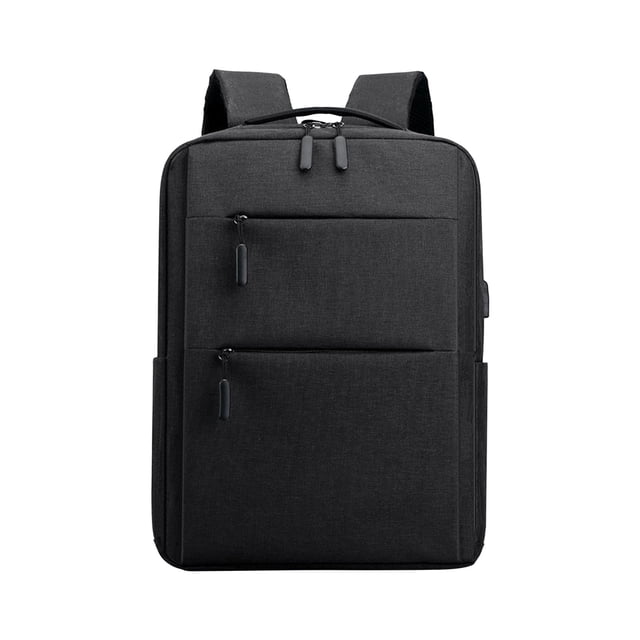 RXIRUCGD Business Laptop Backpack, a 16.5-inch travel laptop bag in black, featuring a USB charging port and water-resistant Oxford cloth material. The backpack includes multiple compartments for laptops, game consoles, controllers, and accessories. Designed with anti-theft features, it is suitable for work, college, and travel. The bag measures 42x30x13cm and has a lightweight design of 500g.