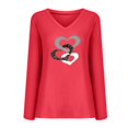 thumbnail image 4 of CEHVOM T-Shirt pour Femme à Col en V Décontracté à Manches Longues avec Imprimé et Coutures, Chandail « Love », 4 of 4