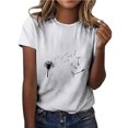 thumbnail image 2 of RXIRUCGD T-Shirts pour Femmes T-shirt Décontracté Imprimé Col Rond Manches Courtes Chandail Blouse Hauts Cadeaux Offres Liquidation Blanc TG, 2 of 6