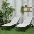 thumbnail image 2 of Outsunny 2PCs Lounge Chairs with Wheels, 5-Level Adjustable Backrest, White, 2 of 10