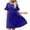 Blue, variant on Women's Casual Dress, Short Sleeve Summer Dress with Ruffle Sleeves, Knee Length Round Neck Dress, Soft Stretch Fabric for Daily Wear