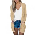 thumbnail image 1 of AherBiu Womens Cardigan Tops Long Sleeve Open Front Mid-Long Outwear with Pockets Spring Clothes, 1 of 5