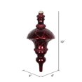 thumbnail image 2 of Vickerman MT198765D 10 in. Burgundy Candy Glitter Net Top Finial Ornament, 2 of 2