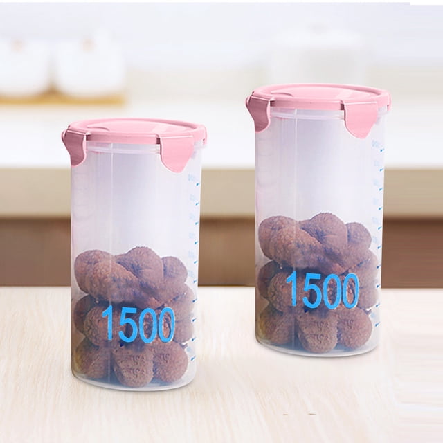 Chmadoxn With Graduated Round Storage Jars Sealing Jars Plastic Kitchen With Lids Snack Jars Grains Storage Jars Storage Jars Yoghurt Cheese Cake Jars Plasti c Storage Jar
