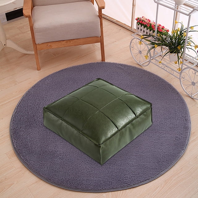 Housse de Pouf Ottomane Polyvalente en Similicuir 17,7 Pouces Carrée Non Rembourrée Coussin de Sol Rangement Repose-Pieds pour Usage Intérieur Extérieur Bricolage Remplissable Housse de Coussin de Siège en Cuir Sans Bourre Incluse