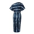 thumbnail image 3 of Ladies Sexy Slant Collar Off Shoulder Waist Striped Irregular Slit Dress, 3 of 5