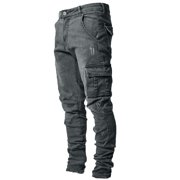 FcBaudy Full Length Pants Jeans Men's Side Pockets Small Feet Tight Fitting Denim Pants Full Length Pants Jeans Men Pants