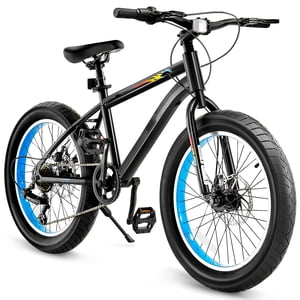 KFFKFF Mountain Vélo, 20 de pouce MTB Vélo avec 7 Régimes SHIMANO Twist Shifting, Comfort Saddle, Doubles freins à disque, Cadre en acier haute carbone, Vélo de vélo sport Fat Tire