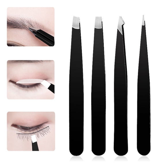 TopLLC Eyebrow Tweezers Set 4 Piece Stainless Steel Hair Plucker For women A tweezers