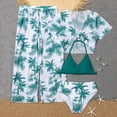 thumbnail image 2 of LYHaoo Girl's 4 Piece Swimsuits Tropical Print Halter Bikini Set Bathing Suits With Mesh Pants Sizes 11-12 Years, 2 of 6
