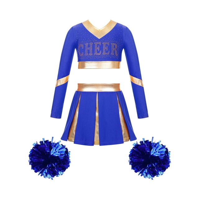 Aislor Uniforme de Cheerleading pour Filles Enfants Tenues de Cheer Patchwork Métallique Costume de Compétition Performance B02 6