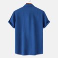 thumbnail image 4 of Men Casual Solid Turndown Short Sleeve Button Closure Shirt Hawaii Blouse, 4 of 9