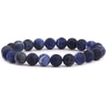 thumbnail image 1 of Bracelet Extensible Unisexe en Perles Rondes de 8 mm en Sodalite Bleue Givrée Mate Naturelle, 1 of 2