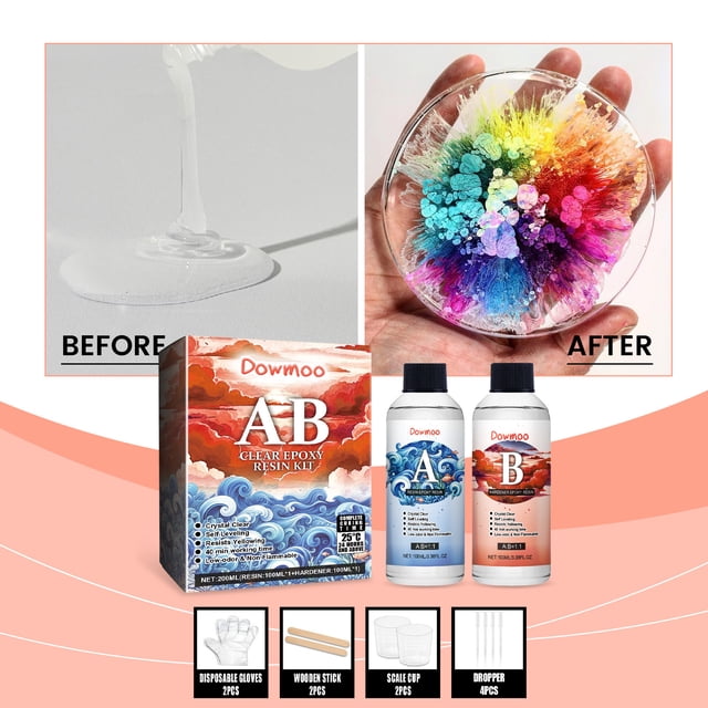 Heliisoer Colle pour Résine Époxy Hautement Transparente et Jaunissante Ensemble Bricolage 200 ml
