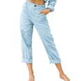 thumbnail image 2 of RKSTN Womns Pants Casual Solid Color Pockets Buttons Elastic Waist Comfortable Straight Pants Lightweight Soft Workout Pants, 2 of 5
