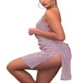 thumbnail image 2 of EIMELI Women Glitter Mini Dress Halter Neck Side Slit Backless Bodycon Club Dress, 2 of 7