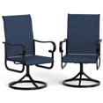 thumbnail image 1 of Patio Chairs Outdoor Chairs Set of 6 - Swivel Rocking High Back, 360° Adjustable, Navy Blue Textilene, Rustproof Black Frame for Garden, Lawn (6-Pack), 1 of 8
