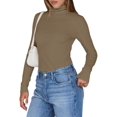 thumbnail image 3 of Women'S Long Sleeve Shirts Fall Fashion Basic Thermal Underwear Tops Winter Clothes Coffee S, 3 of 9