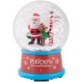 thumbnail image 1 of Boule à neige-4,5"-Rudolph et Père Noël avec panneau du pôle Nord-Rudolph, 1 of 3