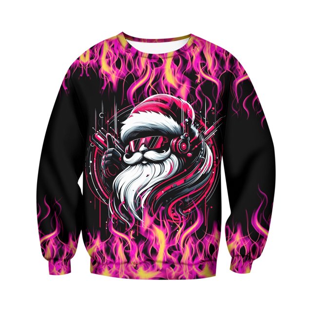 Ediodpoh T-Shirt de Sport à Col Rond de Noël pour Homme à Manches Courtes d'Hiver T-Shirt de Sport à Col Rond Chandail à Col Rond pour Homme Noir_003 TTG